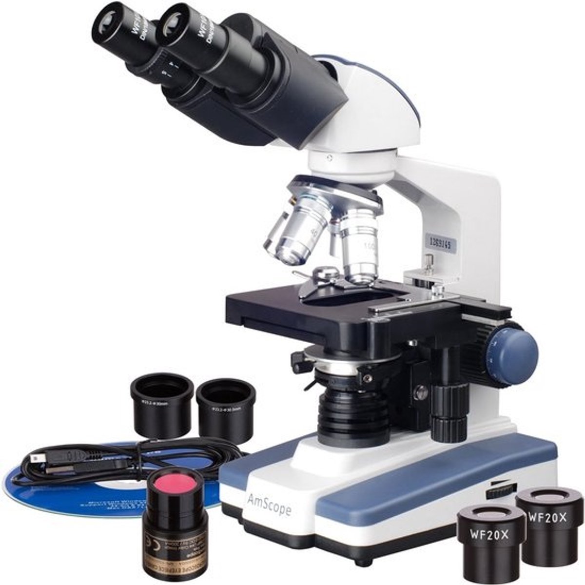 Binoculaire Compositmicroscoop 40x-2000x met LED Verlichting en Digitale USB Camera
