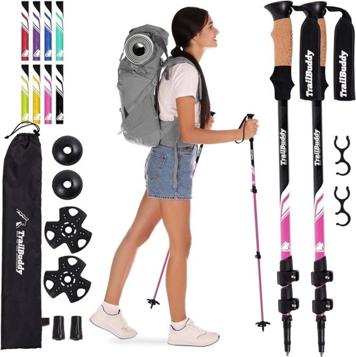 Verstelbare Wandelstokken Trekkingstokken Set Lichtgewicht Aluminium