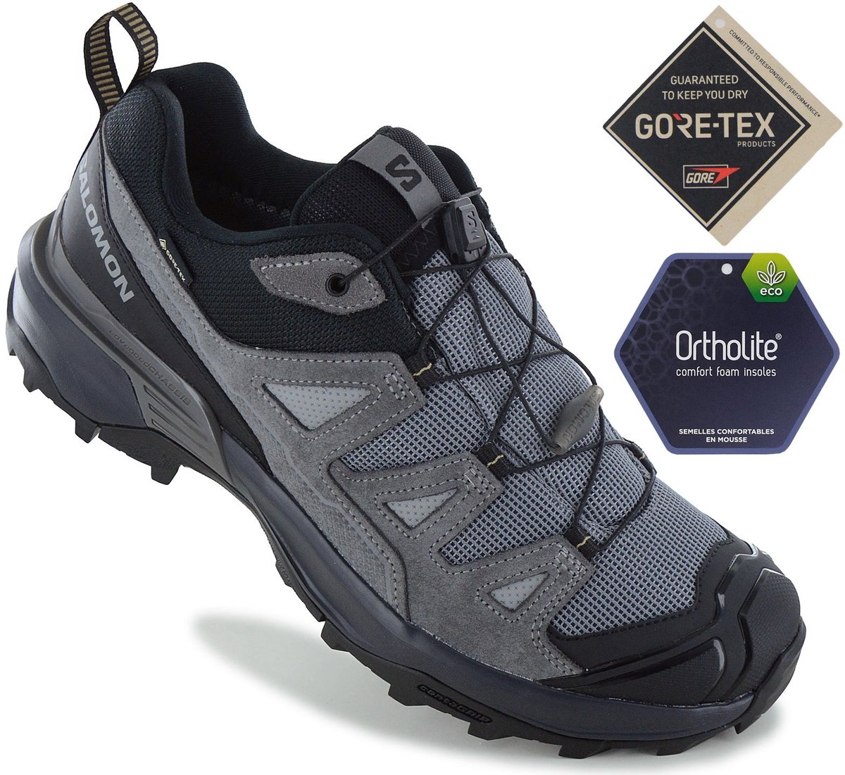 Salomon X ULTRA 360 Leather - GORE-TEX - Heren Wandelschoenen Trekking Schoenen Grijs 475714 , Maat: EU 47 1/3 UK 12