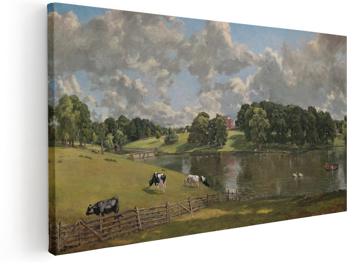 Artaza Canvas Schilderij Koeien - 160x80 cm - Groot - Wanddecoratie Landschap Natuur - Muurdecoratie Woonkamer - Schilderijen Op Canvas