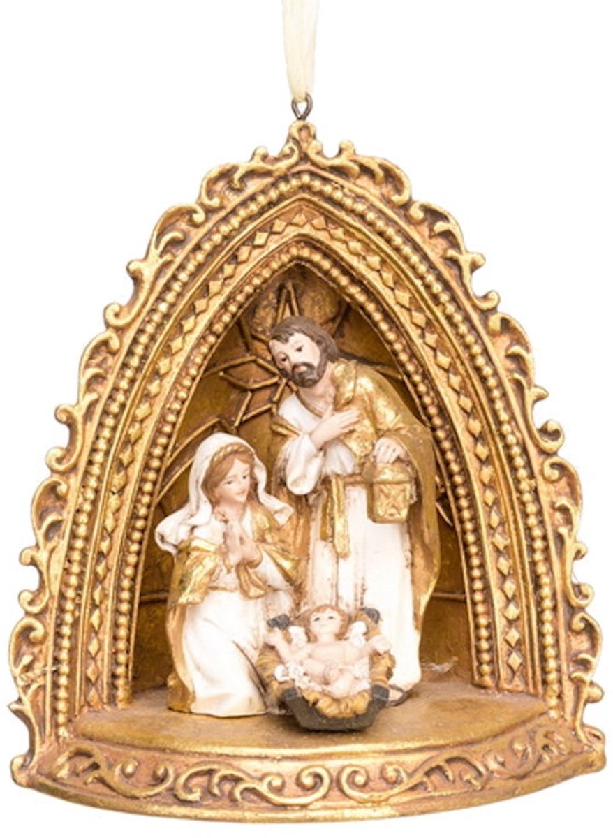 Ornament Heilige familie goud 9x7x11cm
