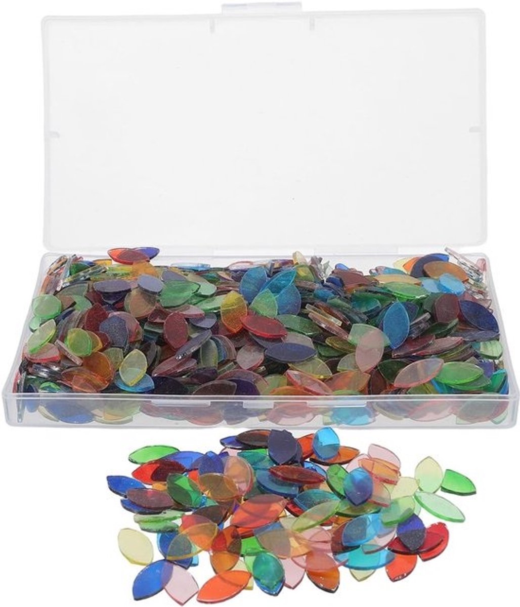 Mozaïektegels Bladvorm - Glasstukjes Decoratie - Creatieve DIY Kunst - Glanzend Transparant Glas - 1.7x0.8x0.1CM - Gemengde Kleuren