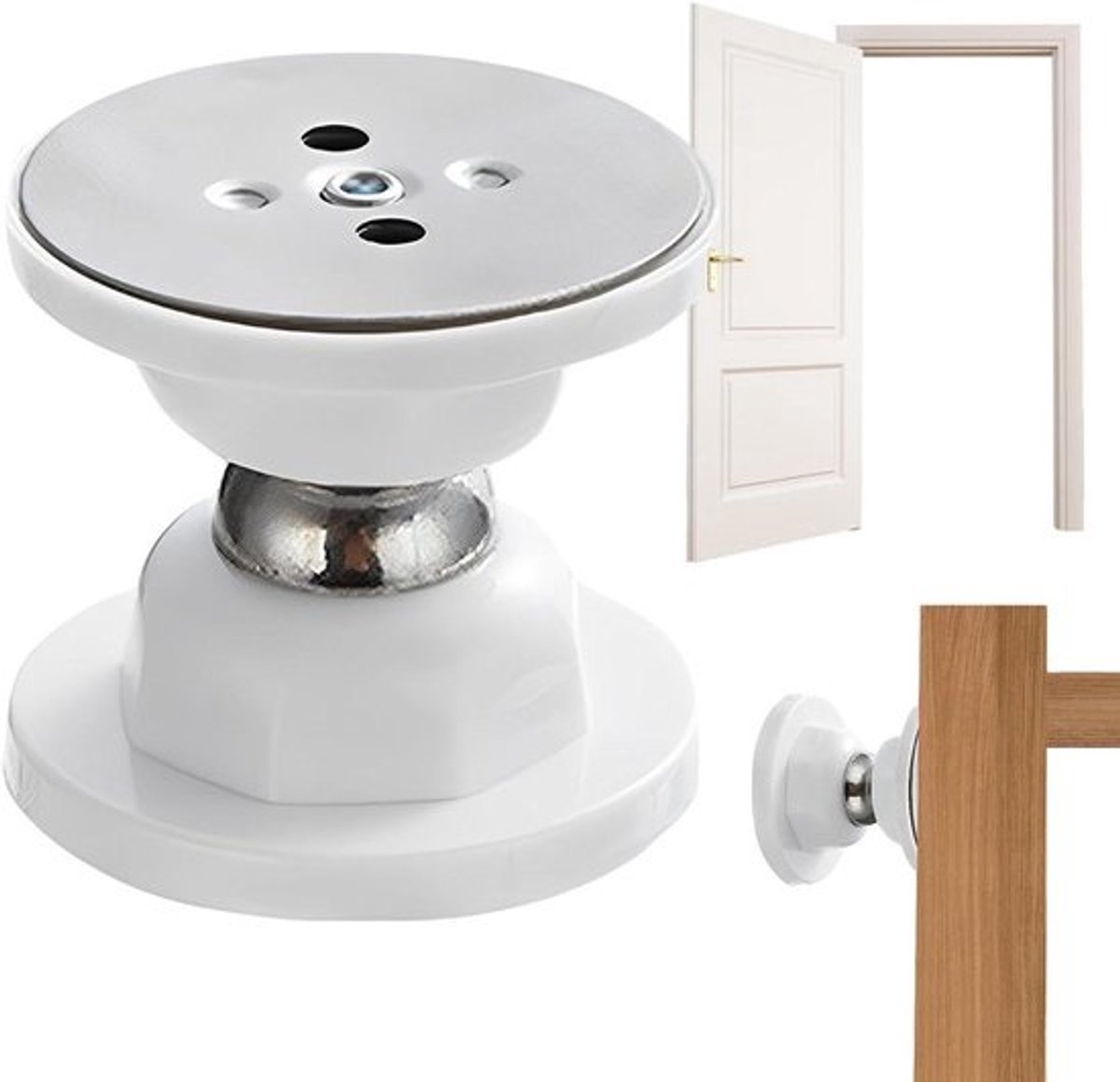 Magnetische Deurhouder - Deurstopper Magneet - Deur Open Houden - Zelfklevende Installatie - 5.2 cm - Wit