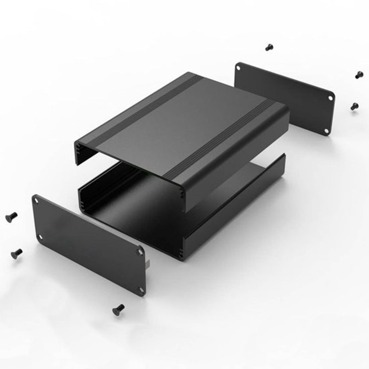 Aluminium Behuizing - Gesplitste Doos - Elektronica Koelen - Modulair Ontwerp - 38x88x100 mm - Zwart