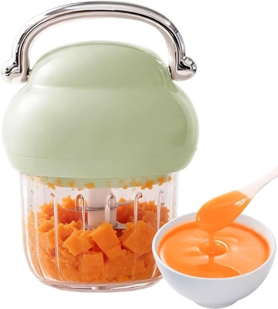 Elektrische Mini Hakker - Keukenmachine Oplader - Snel Ingrediënten Snijden - Oplaadbaar Met Handvat - 350ml Capaciteit - Groen