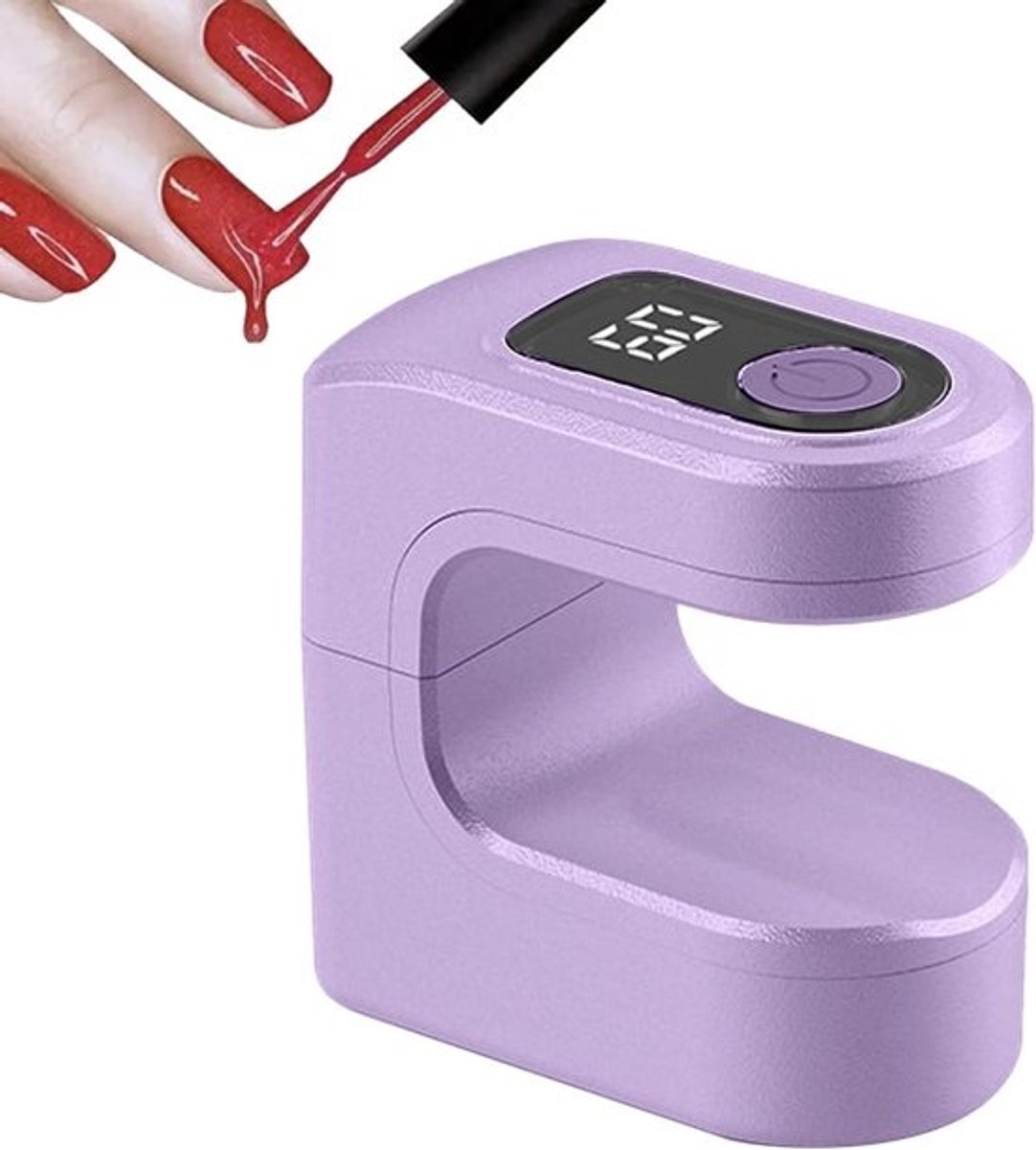 Draagbare Nagellamp - LED Uitharder - Snelle Gel Manicure - Compact Lichtgewicht - 3.8 x 6.2 x 3.8 cm - Paars