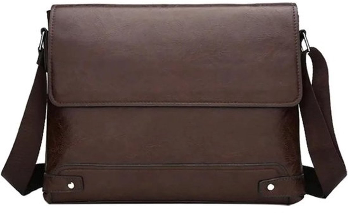 Herentas PU-leer - Laptoptas Schoudertas - Zakelijk Gebruik - Modieus Ontwerp - 33x24x5 cm