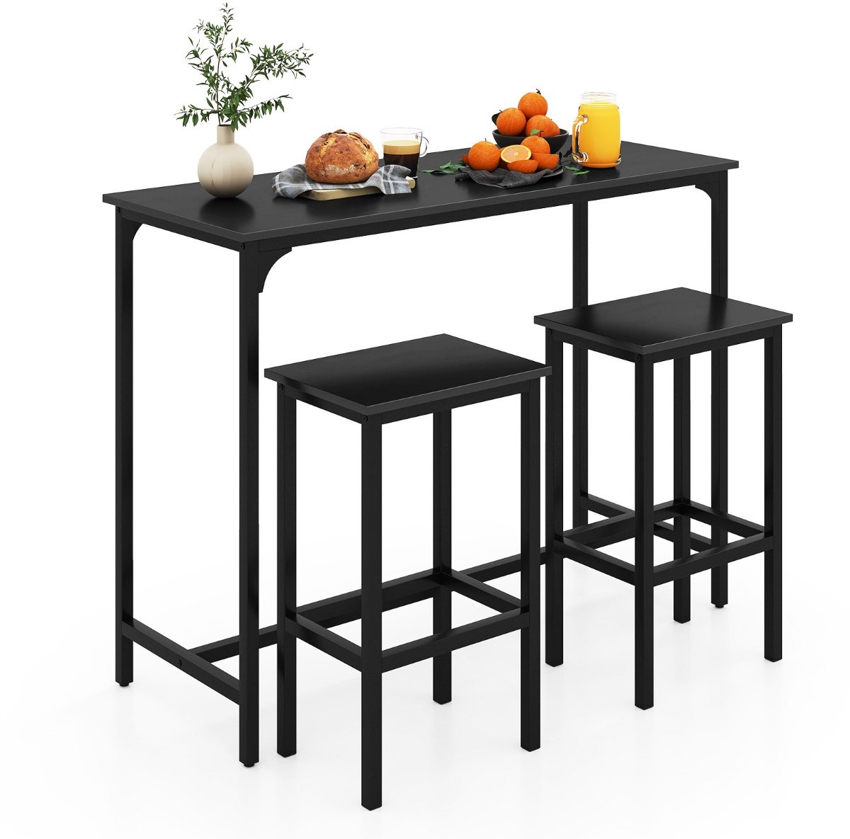 SureDeal® - Eettafel - Eettafelset Stuks Industriële - Barkrukken Rechthoekige Bartafel - Stoelen - Eetkamer Bistro - 120x48x91 cm - Donkerbruin