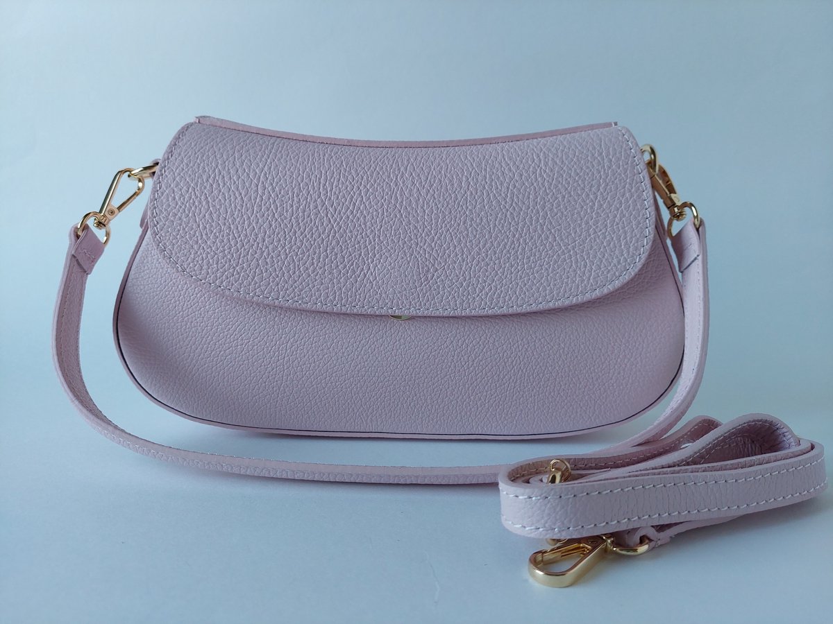Dames Tas - crossbody - pastel roze - leer