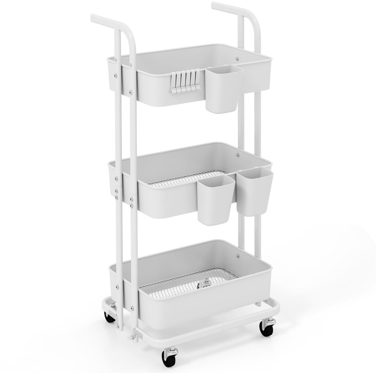 SureDeal® - Keukentrolley - Rollende Trolley - Etages Opvouwbare Opslagtrolley - 45x37x92 cm - Wit