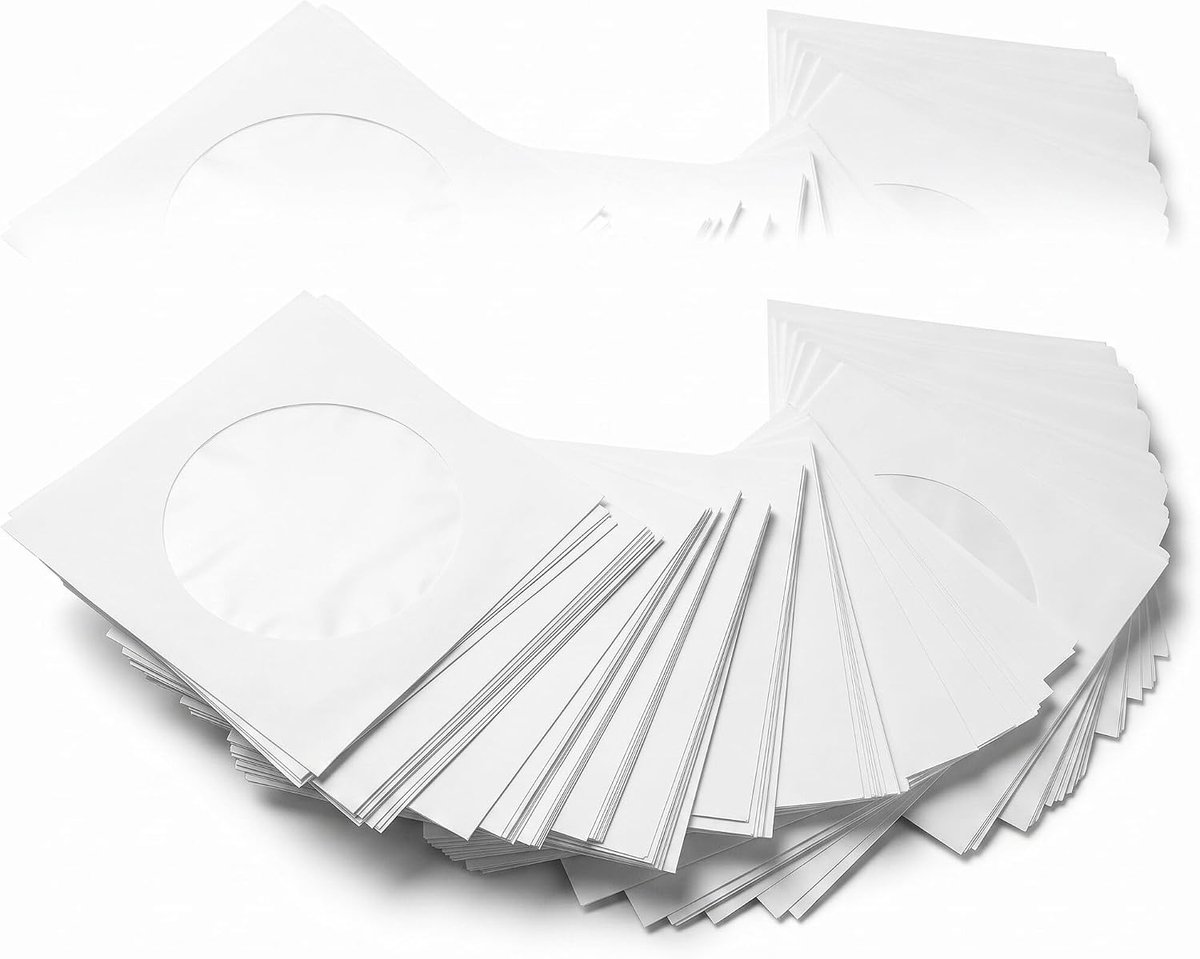 100 Stuks Herbruikbare CD DVD Hoezen met Dikke Enveloppen en Duidelijk Venster voor 8cm Schijven, Stofdicht en Beschermend