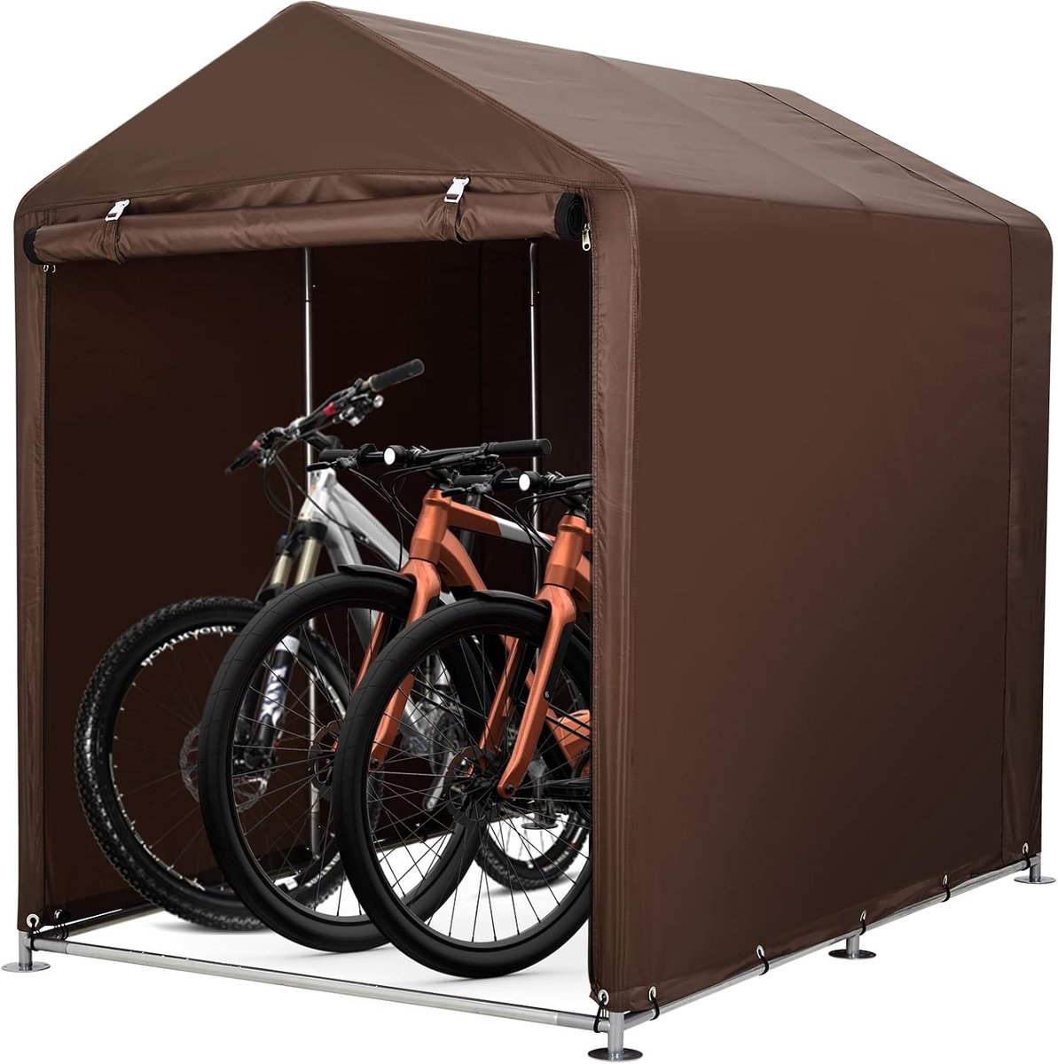 Fietsenstalling met Puntdak, Opbergtent voor Buiten, Opvouwbare Tuinberging voor Fietsen en Tuingereedschap, Waterdicht met Stevig Frame, 180 x 120 x 163 cm, Donkerbruin
