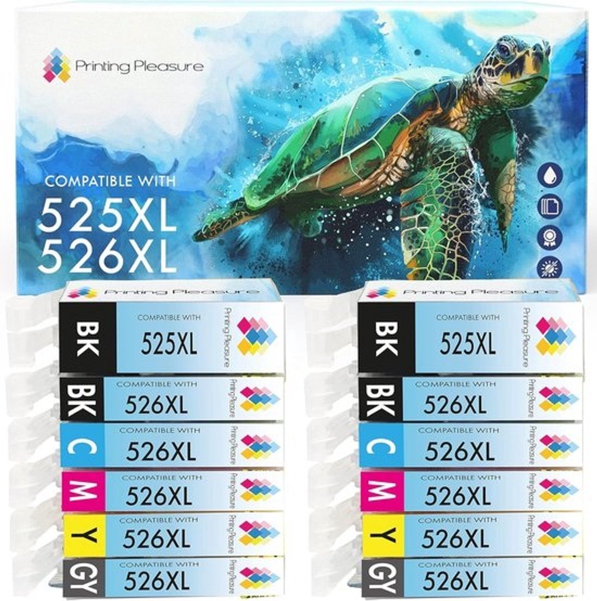 Set van 12 Hoge Capaciteit Inkt Cartridges Compatibel met Diverse Printmodellen