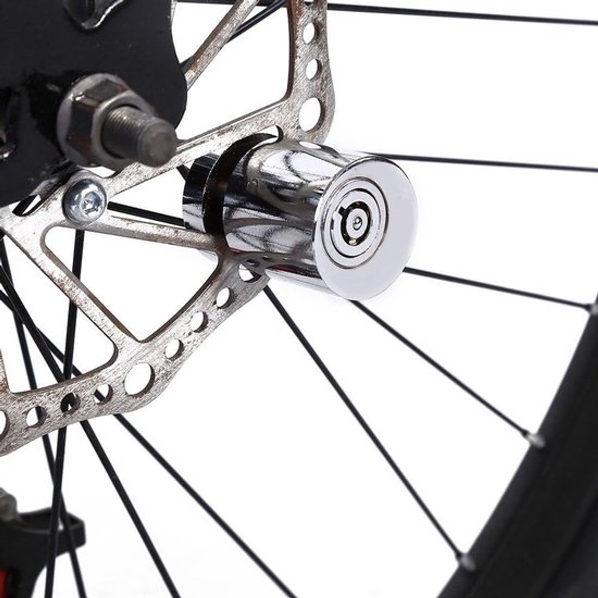 Schijfremslot Fiets - Diefstalbeveiliging Motor - Voertuig Beveiligen - Waterdicht Roestvrij Staal - 45 x 33 mm - Zilver