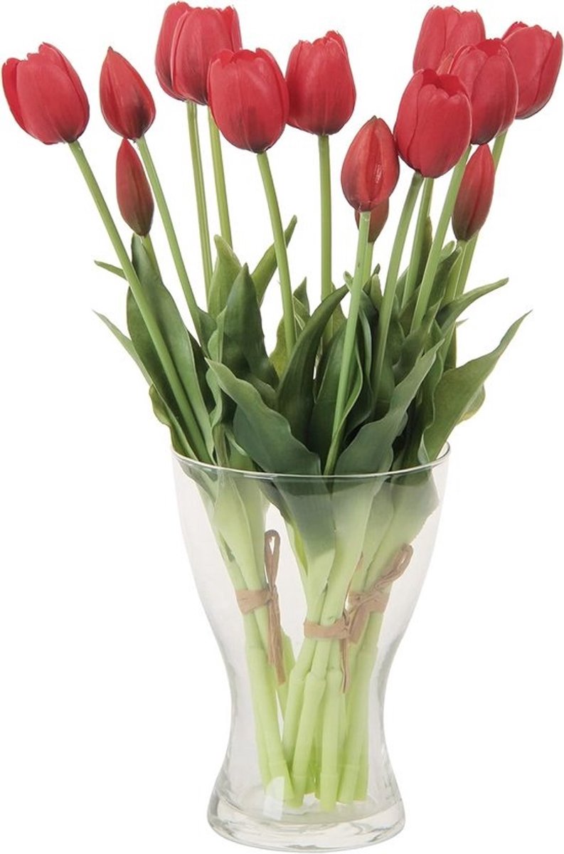 20x Real Touch Tulpen Kunstbloemen Rood - 40cm Zijden Tulpen voor Bruidsboeket en Woondecoratie