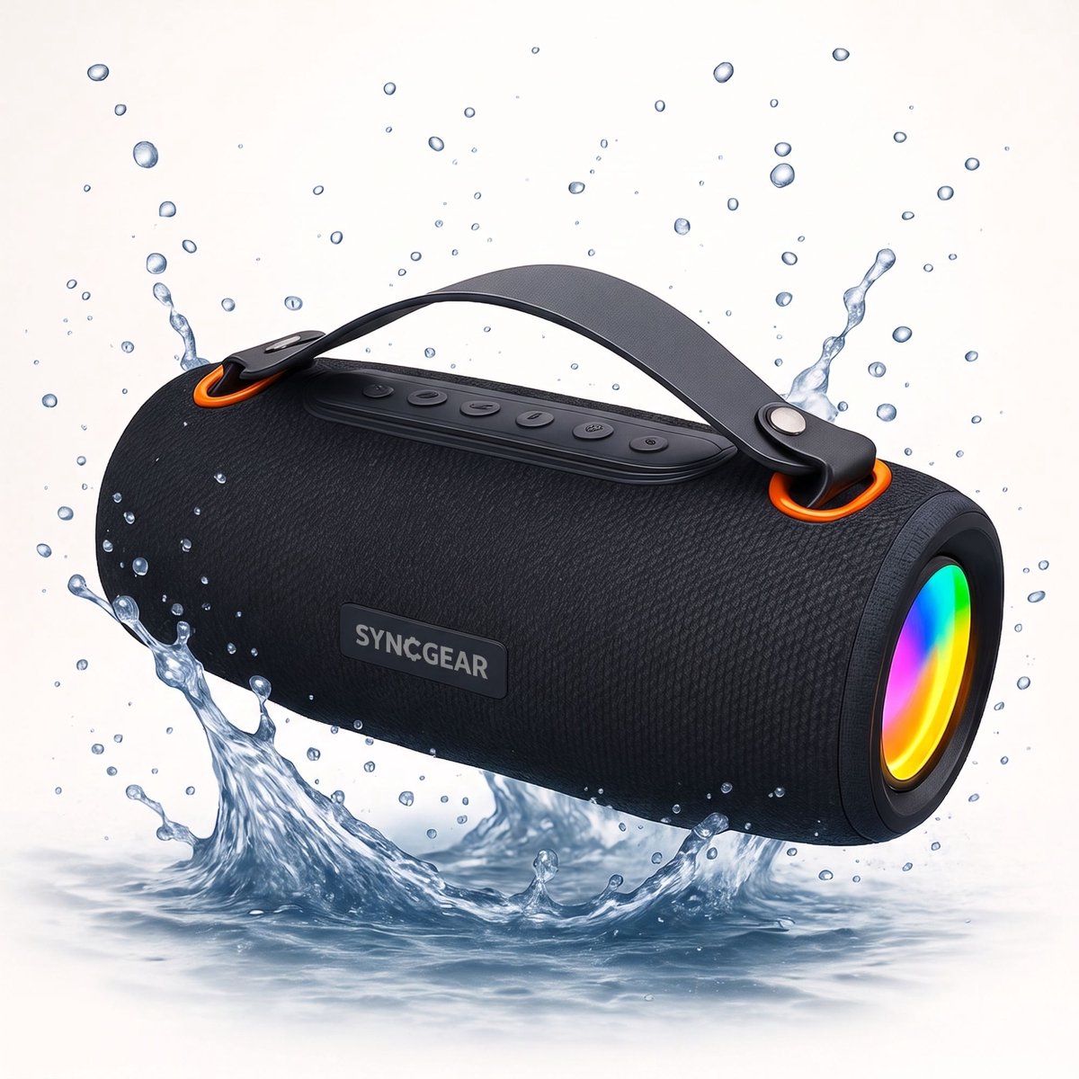 SyncGear Bluetooth Speaker 30W – Draagbare Draadloze Speaker met RGB Lichtshow - Muziekbox - Tot 20 uur - Geluidsbox - Zwart