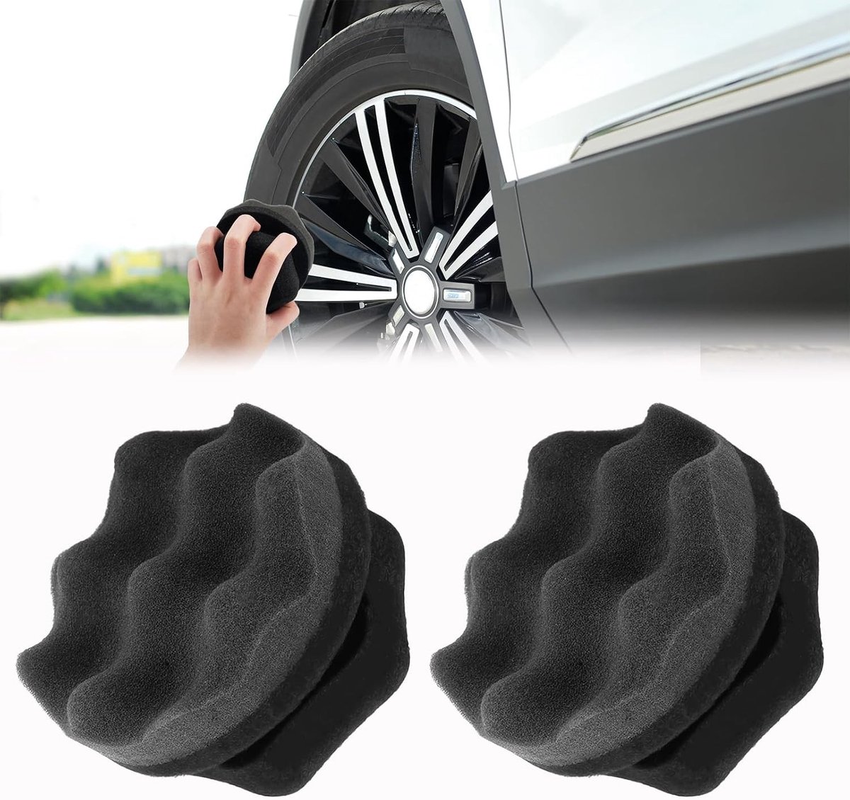 Grote herbruikbare applicatorpads voor autobandverzorging, antislip zeskantige spons voor bandenglans en wax aanbrengen