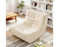 DESMIU Zitzakstoel Met Rugleuning - XXL Loungestoel Voor Lezen En Ontspannen - Voor Woonkamer, Slaapkamer En Studiehoek - Polyester En Schuim - Beige
