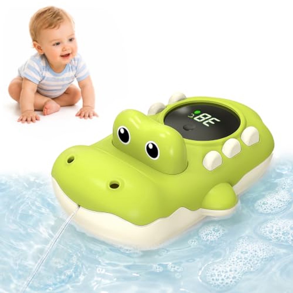 Casalora Badthermometer voor Baby's, 2-in-1 Badthermometer Met Spuitfunctie, 3-Kleuren Temperatuurwaarschuwing, Waterdichte Babythermometer Voor Babybad