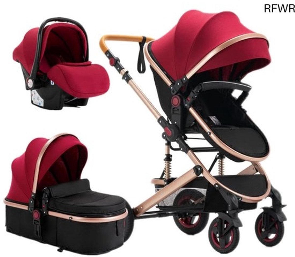 RFWR® 3-in-1 Kinderwagen voor Baby's - Comfortabele en Veilige Combi Kinderwagen met Off-Road Capaciteiten
