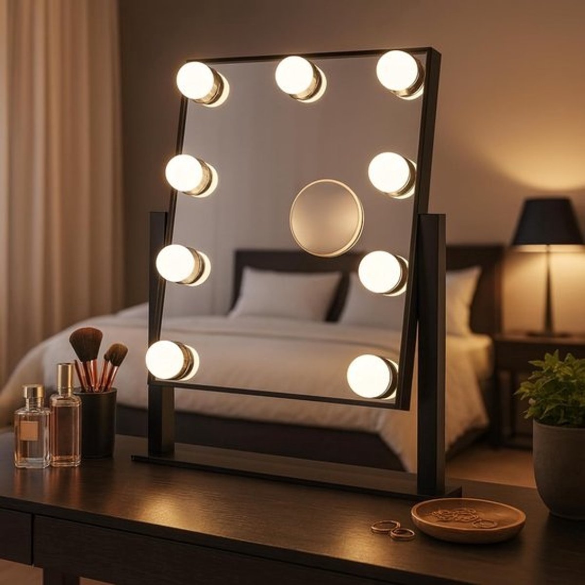 Hollywood Make-up Spiegel met Dimbare Verlichting 36 x 30 cm - Perfect voor een Professionele Look