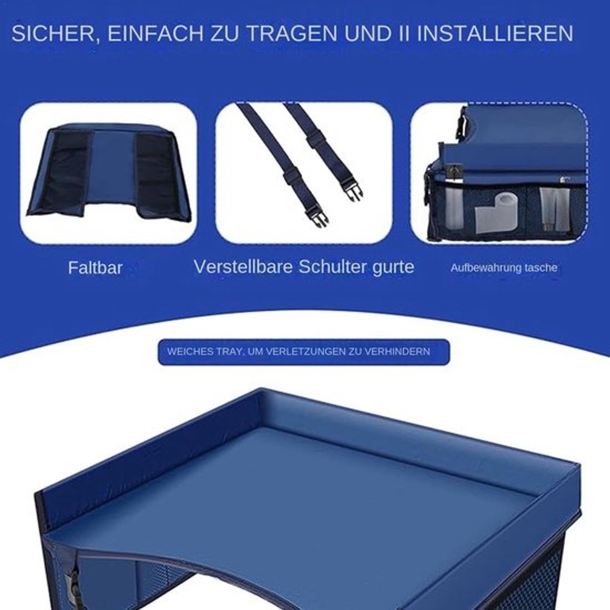 Kinderreistafel voor peuters - Draagbare schoottafel voor auto en vliegtuig