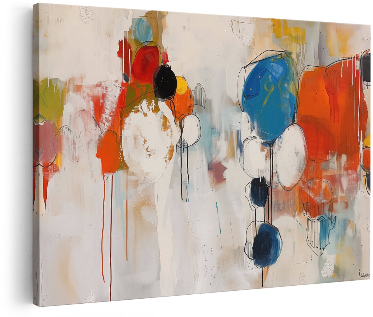 Artaza Canvas Schilderij Abstract Kunstwerk met Veel Kleuren - 180x120 cm - Groot - Wanddecoratie Woonkamer - Schilderijen - Muurdecoratie
