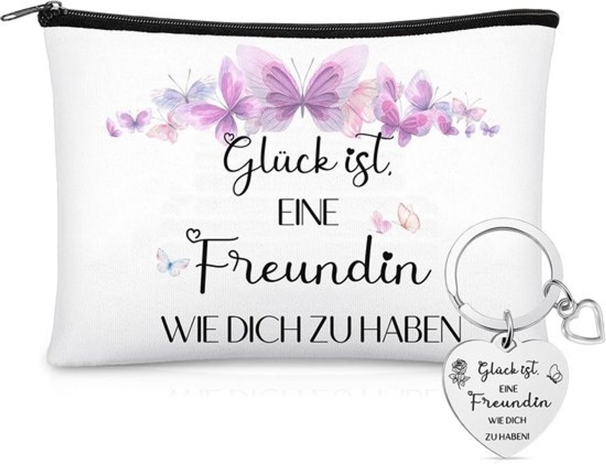 Cadeauset voor Beste Vriendinnen - Make-uptas en Sleutelhanger