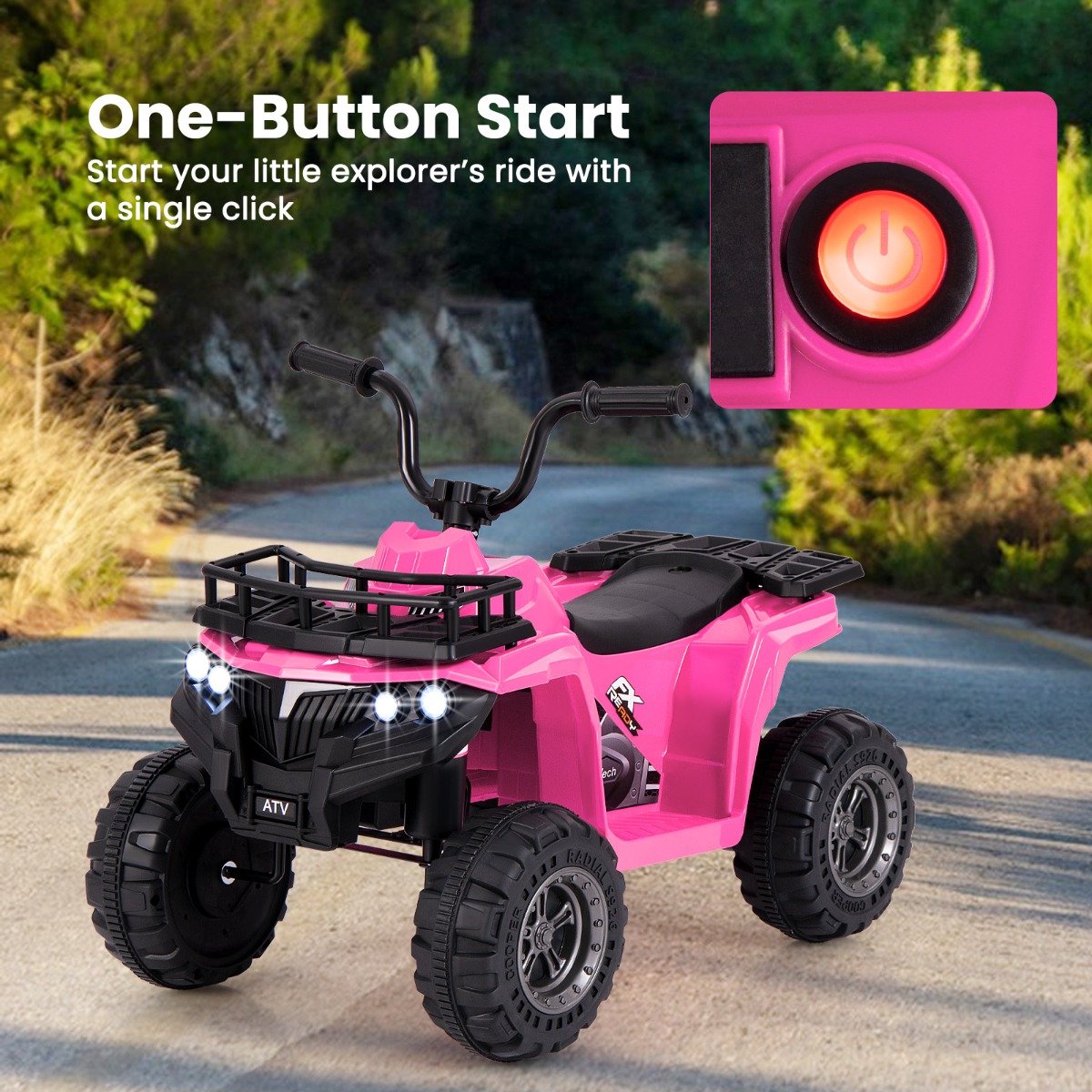 SureDeal® - Speelgoedauto' - Elektrische Quad - Kinderen - Vooruit - Achteruitfunctie - 74,93x45,72x55,88 cm - Roze