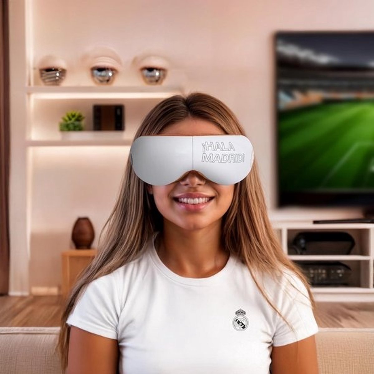 Oog- en gezichtsmassageapparaat met warmte, vibratie en luchtdruk