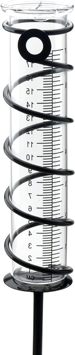 Regenmeter Tuin - Neerslagmeter Glas - Weer Meten - Met Grondpen - 44 cm Hoog - Transparant