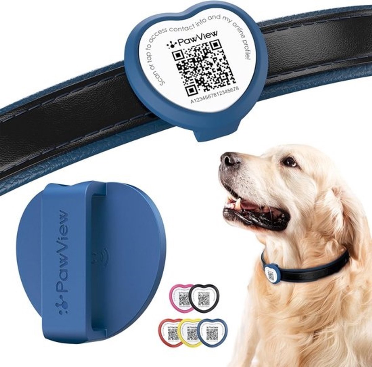Waterdicht Hondenpenning Hartvormig met QR Code en NFC Tag - Diefstalbeveiliging zonder GPS