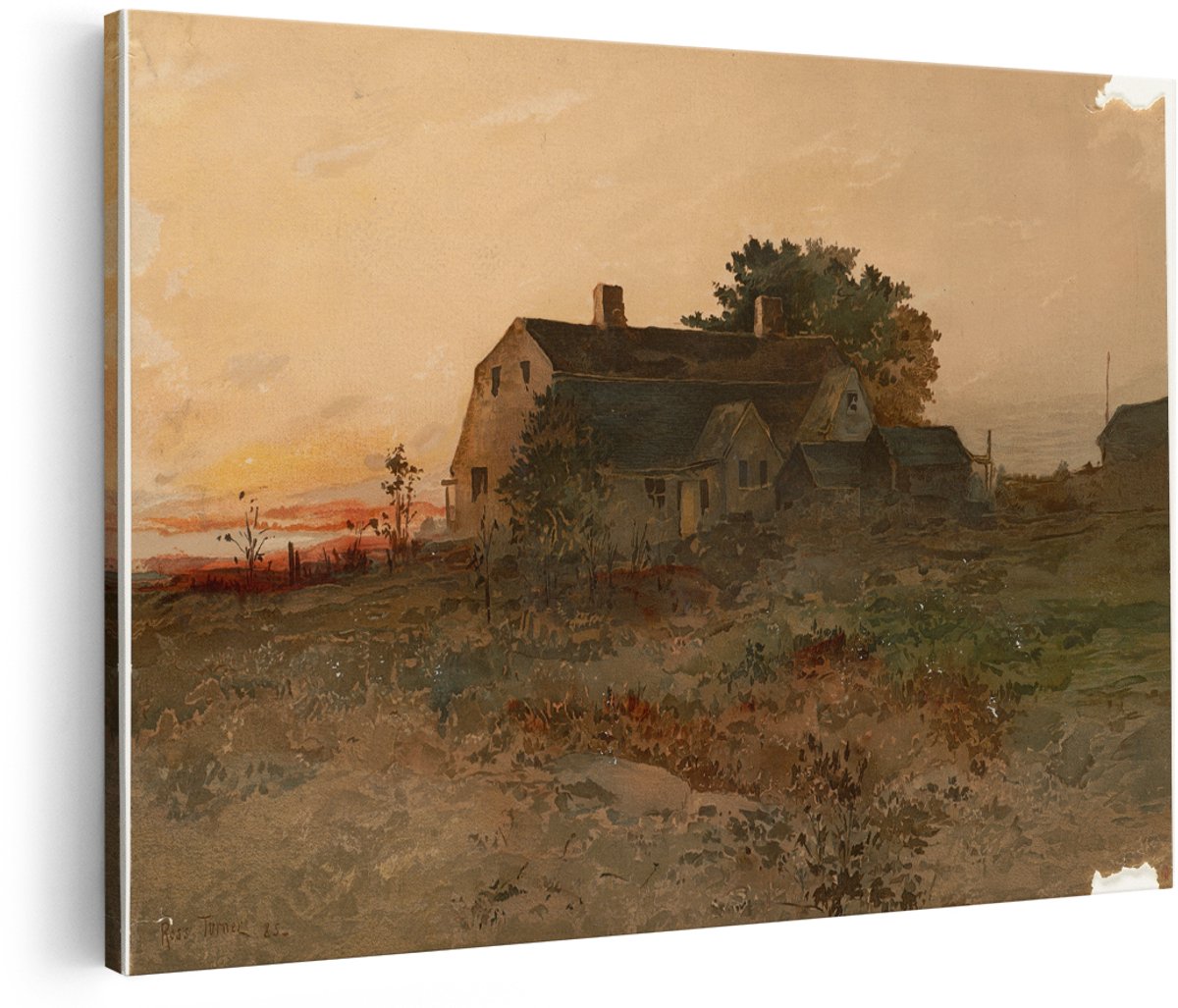 Artaza Canvas Schilderij Landschap - 180x120 cm - Groot - Wanddecoratie Boerderij Zonsondergang - Muurdecoratie Landelijk - Decoratie Natuur Woonkamer