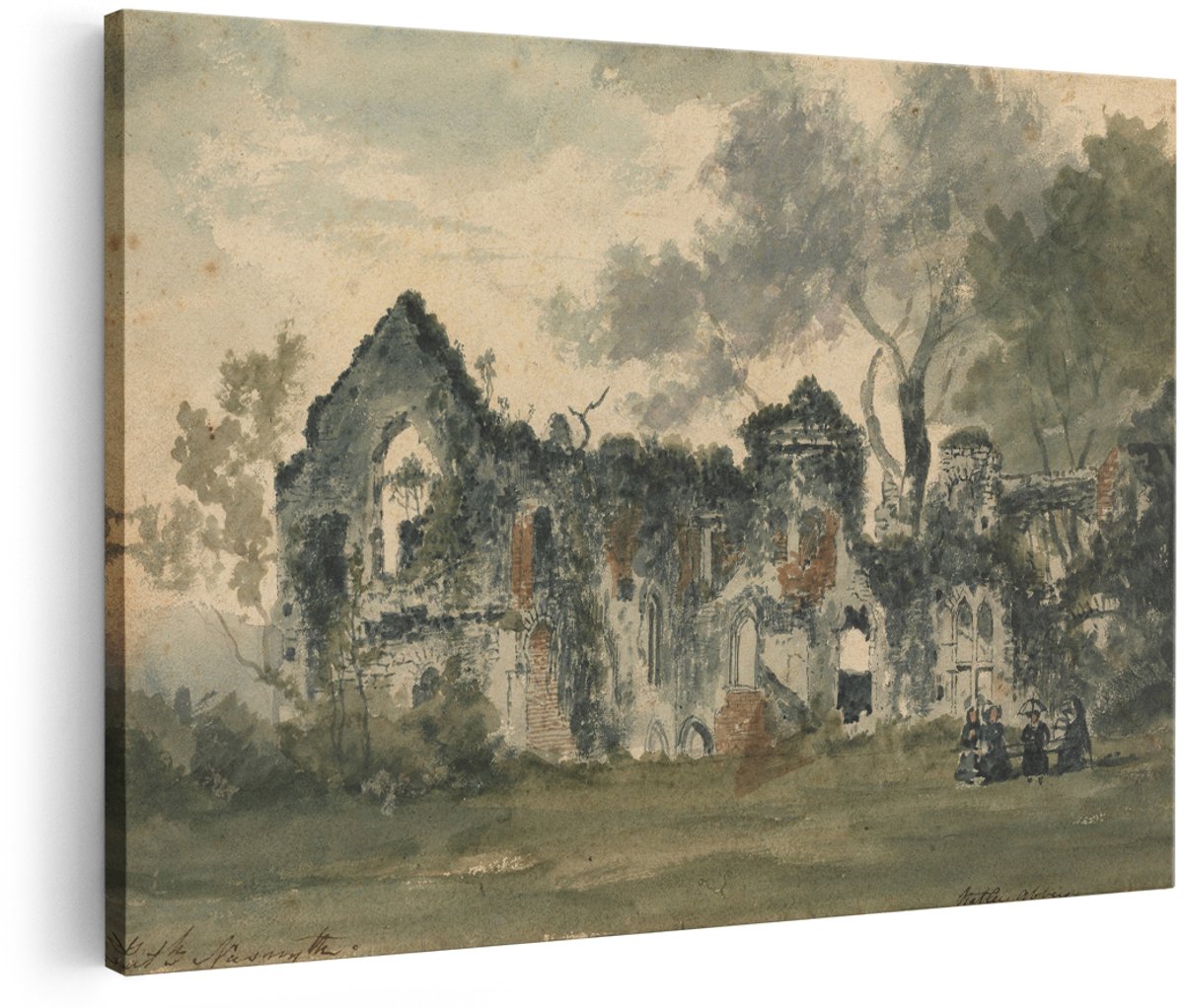 Artaza Canvas Schilderij Ruïne Netley Abbey - 180x120 cm - Groot - Wanddecoratie Vintage Landschap - Muurdecoratie Natuur - Schilderijen Op Canvas Woonkamer
