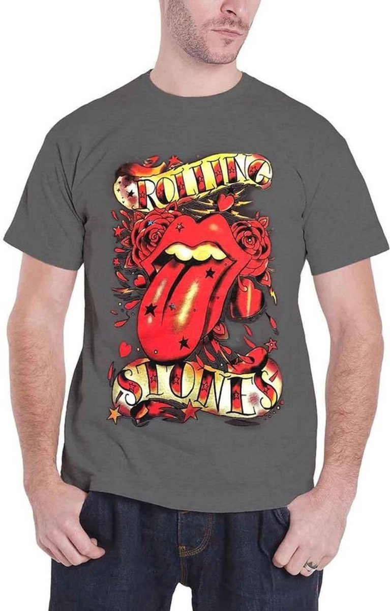Heren T-Shirt met Iconische Tong & Sterren Opdruk - Officiële Band Merchandising