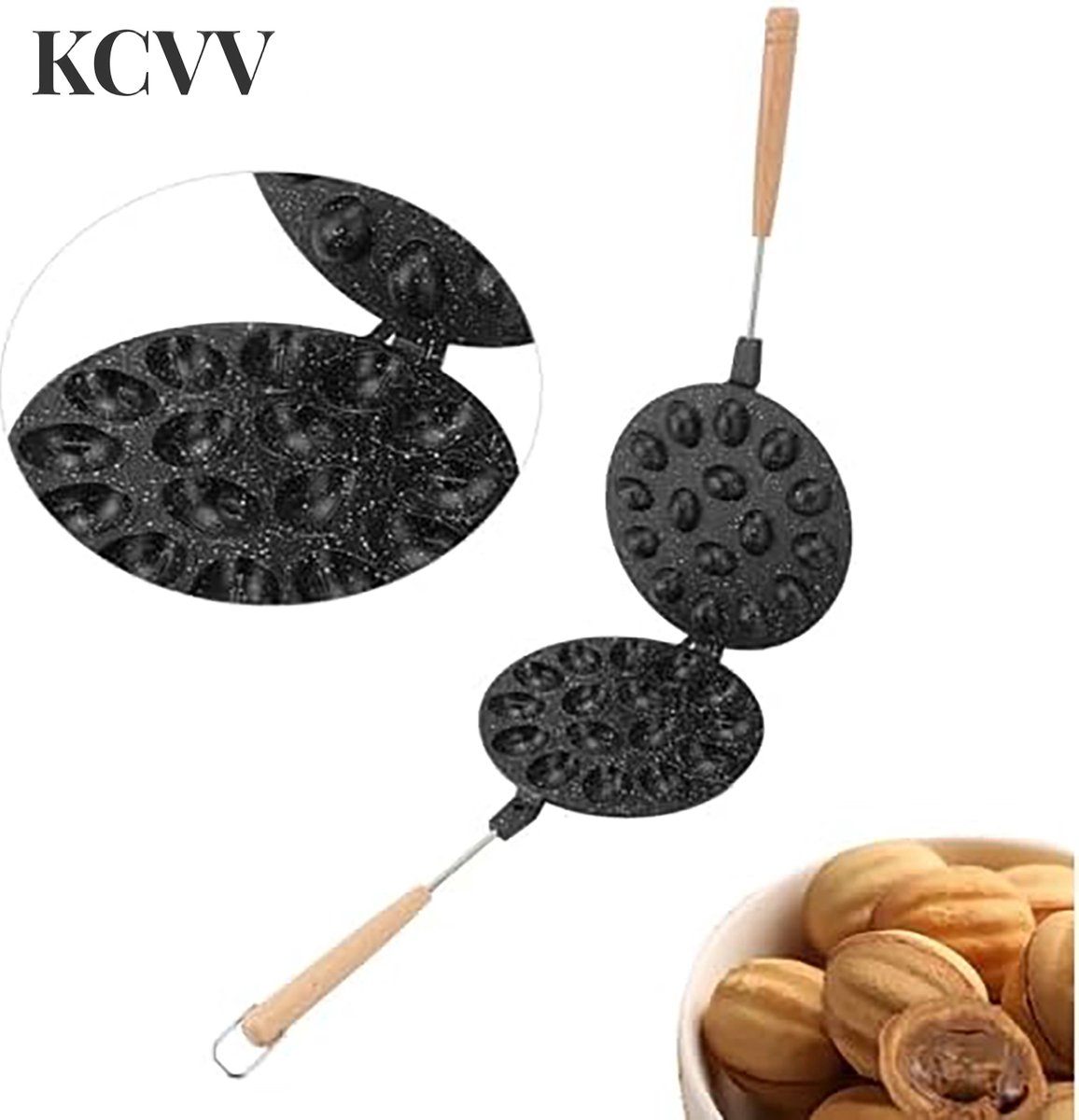 koekjesmaker-koekjes vormen uitsteek - 16-gaats antiaanbakvormmachine - Walnootkoekjesmachine - Vormmachine, Notenvormmachine, Ontbijtbord - Zwart - 41 x 19 cm
