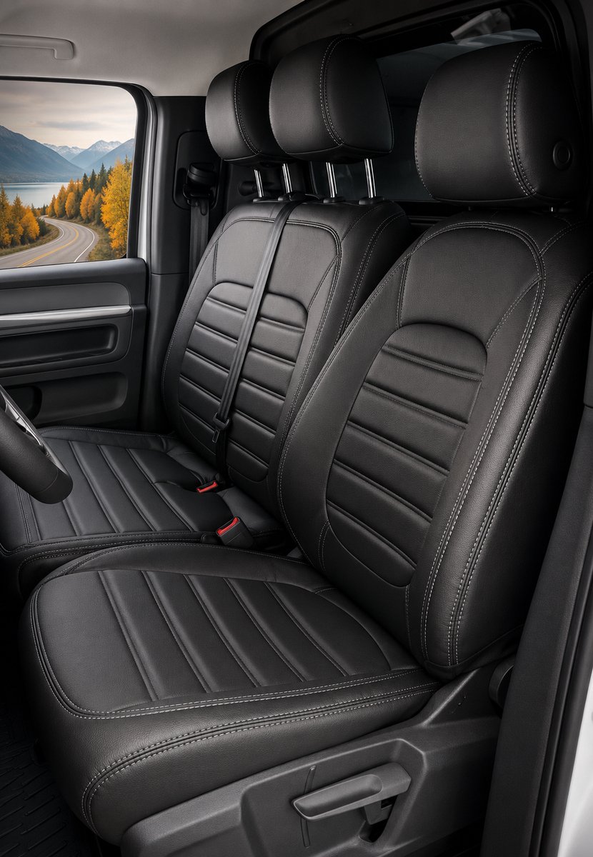 Stoelhoezen Volkswagen ID-Buzz 2022 - heden – Fezz Zwart – luxe skai-leer autostoelhoezen – premium kwaliteit – perfecte pasvorm – slijtvast – eenvoudig te monteren – set voor Stoel/Bank