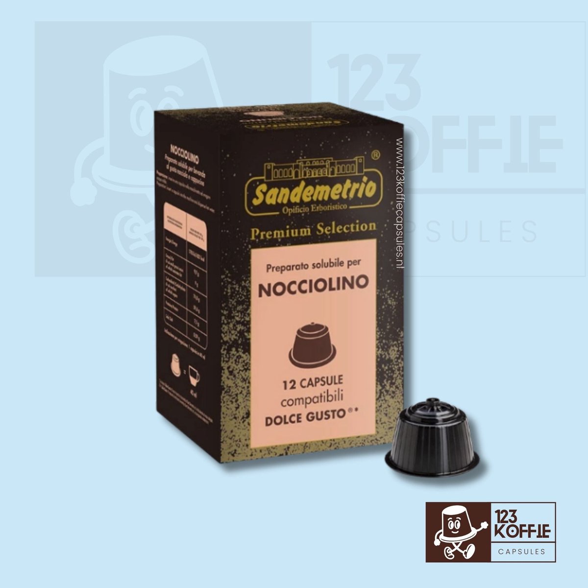 Hazelnoot koffie capsules Dolce Gusto 12 stuks Sandemetrio Nocciolino