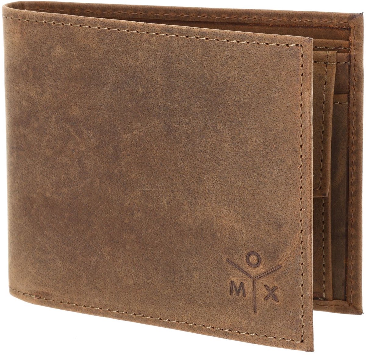 oxmox Leren portemonnee Leather RFID Protect Querscheinbörse Ox 2.0 Embossed Vintage Light Brown bruine