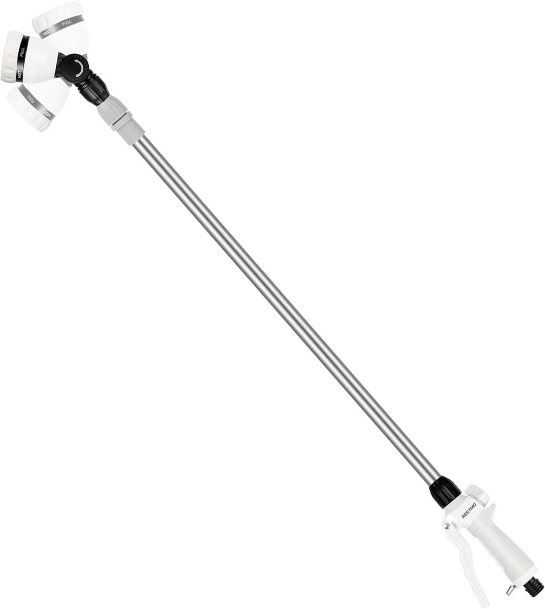 Metalen gietstaf 91-152 cm met telescopische buis en verstelbare ratelkop | 7 sproeipatronen voor tuinslangen, planten en struiken, ideaal voor tuinonderhoud
