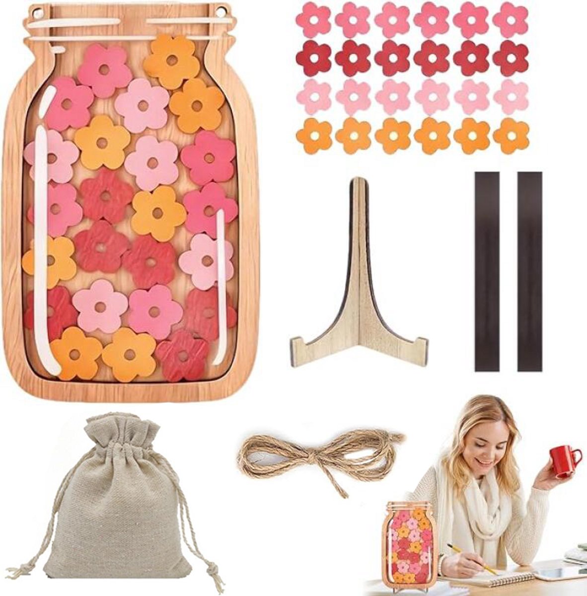 Beloningspot - Kinderen Belonen - Magnetische - Zindelijkheid - Kind Beloningsysteem - Bloemenbeloningspot - Beloningspot voor kinderen - Herbruikbaar - Reward jar - Klein kado - 13 x 20 cm - voor in de klas en thuis