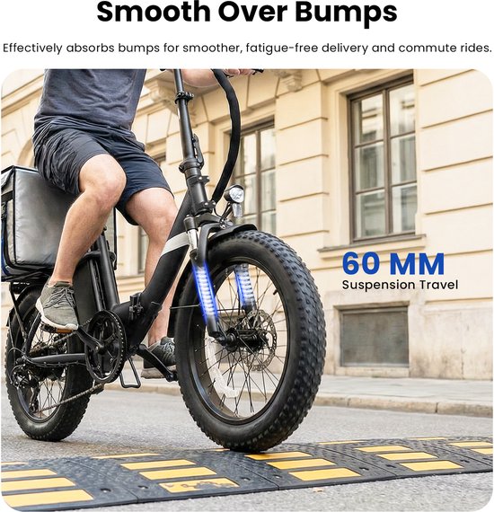 Touroll S3 Elektrische Fiets - Opvouwbare Fatbike - 20"x3.0" Banden - 468Wh Verwijderbare Accu - 65 km Actieradius - 40 Nm Motor - Lage Instap - Schijfremmen - Shimano 7 Versnellingen, Rood van Touroll — afbeelding 3