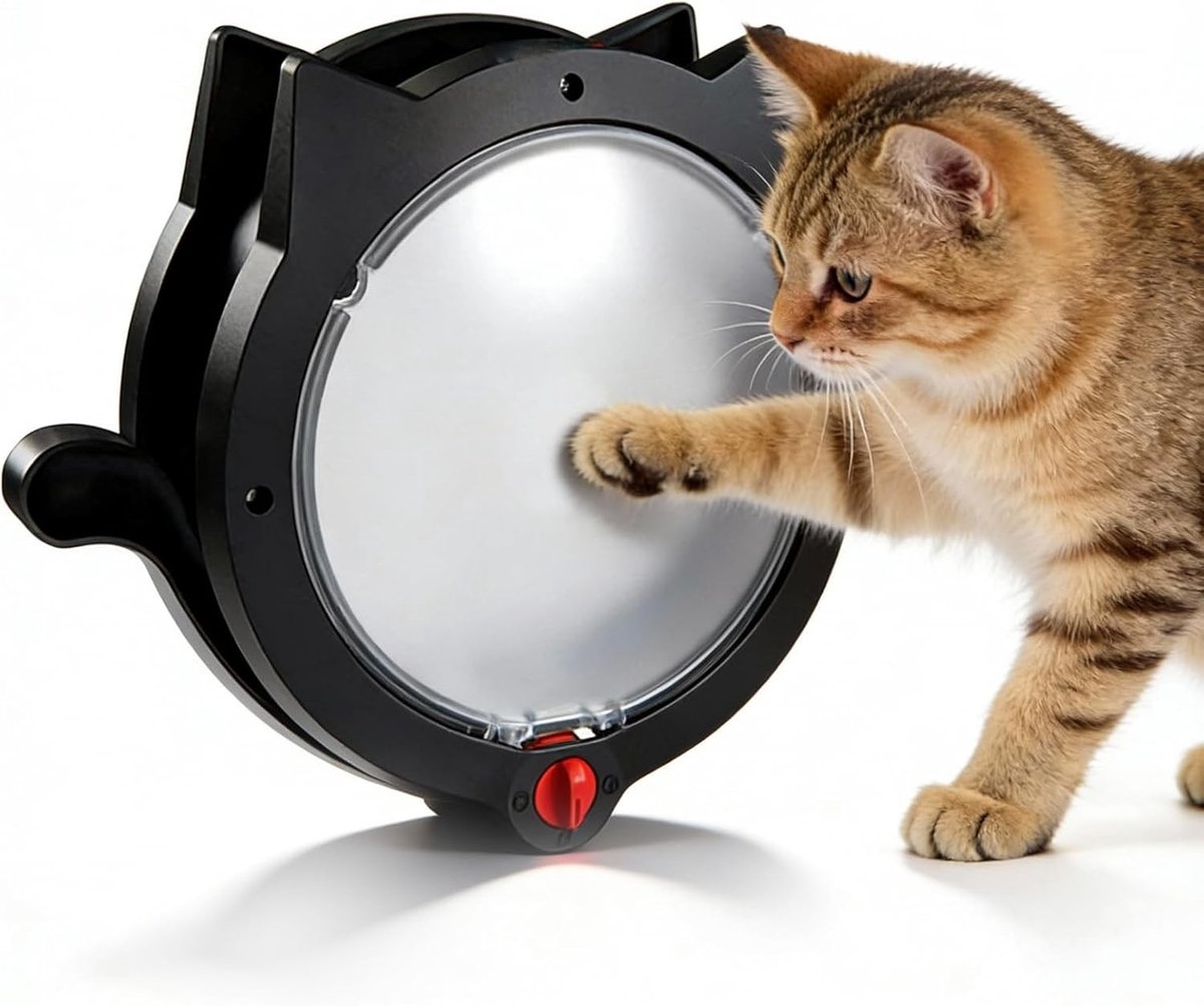 Automatische Kattendeur met Magnetische Sluiting, 4 Vergrendelingsmodi, Veilig en Duurzaam voor Binnen- en Buitendeuren, Wit
