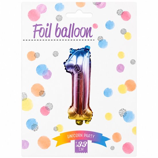 Folie Cijferballon 33 cm - Cijfer 1