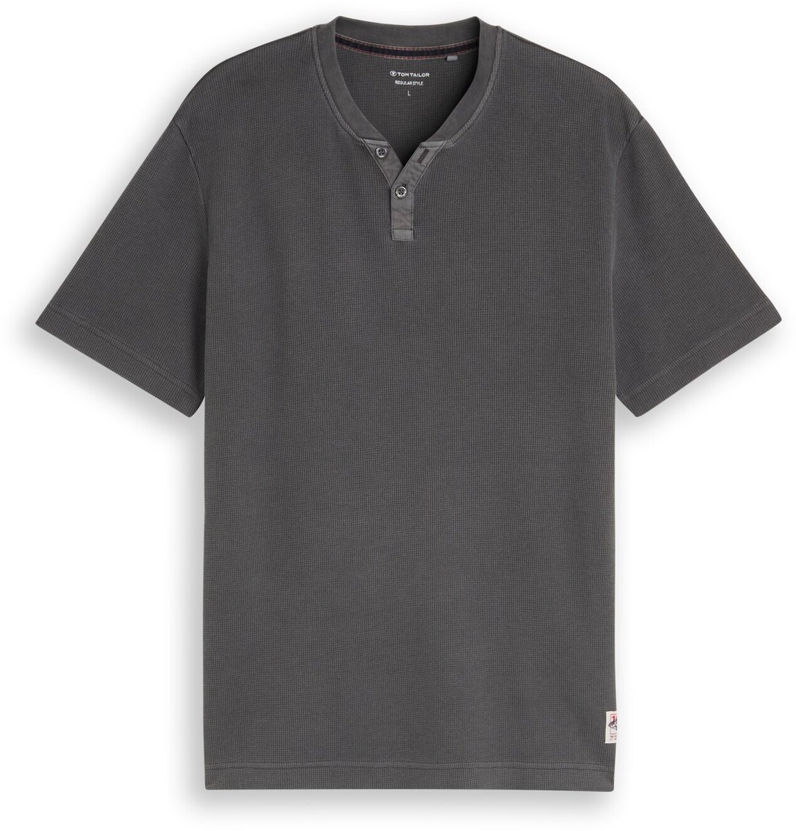 Tom Tailor - Henley-T-shirt met wafelstructuur - Maat XXXL - Tarmac Grey