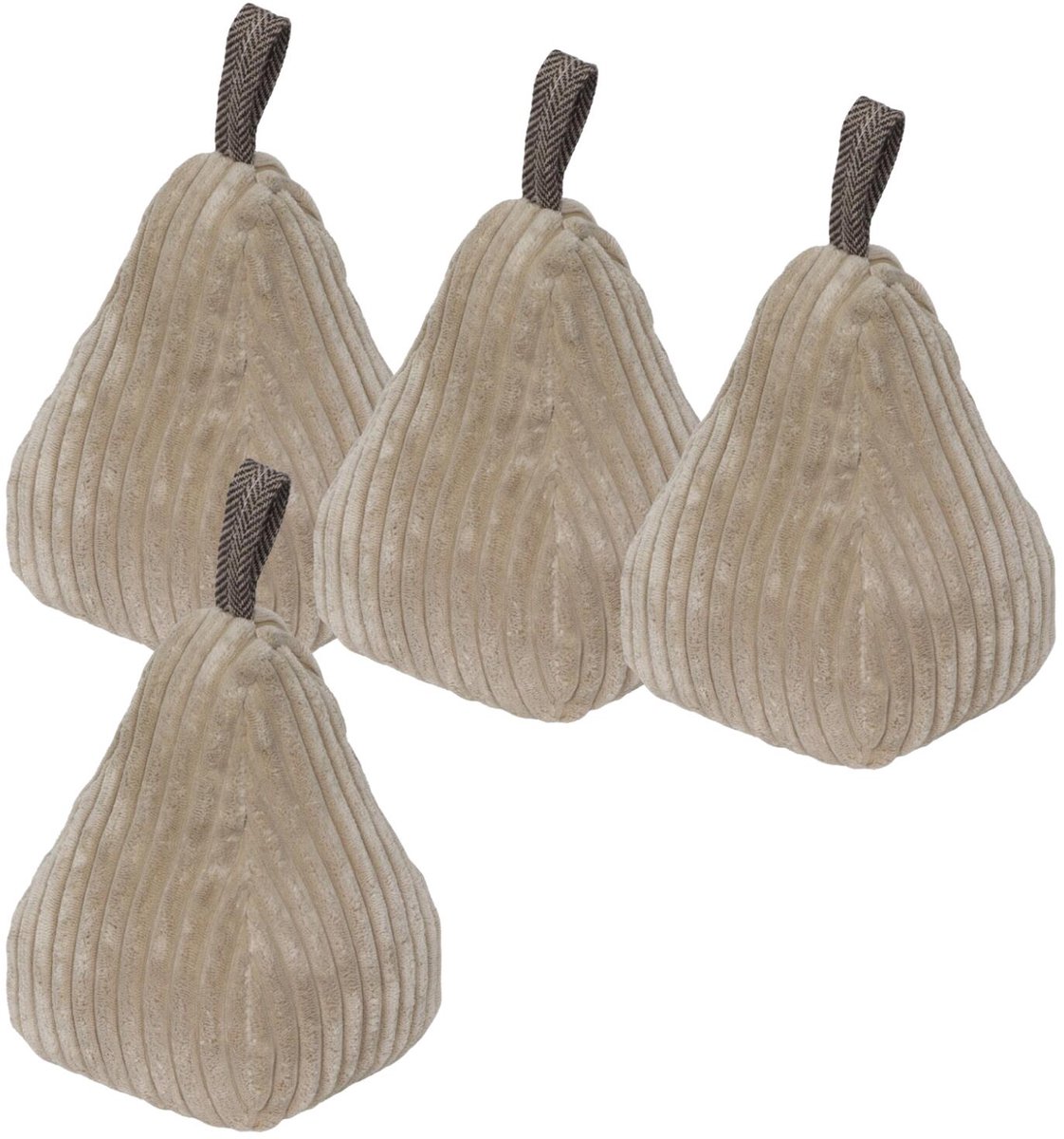 Luance Deurstopper - 4x - 1,8 kg - beige - stof - met lus - piramide vorm - L14 x B13 x H21 cm - deurstop