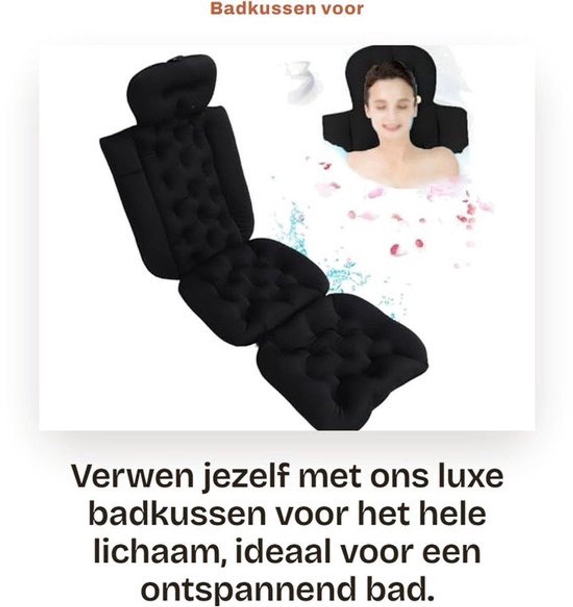 Dailygoods- Badkussen Ergonomisch Design - Badmat Antislip - Afneembaar en Wasbaar - Sterke Zuignappen - Comfortabel Gebruik - Hygiënisch en Veilig