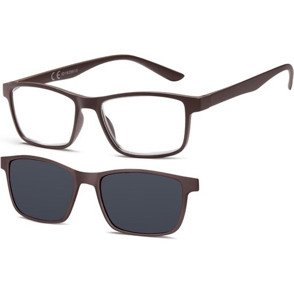 Leesbril met donkere glazen - Zonneleesbril clip-on - Comfortabel lezen buiten - 100% UV bescherming - NV8126 - Donker