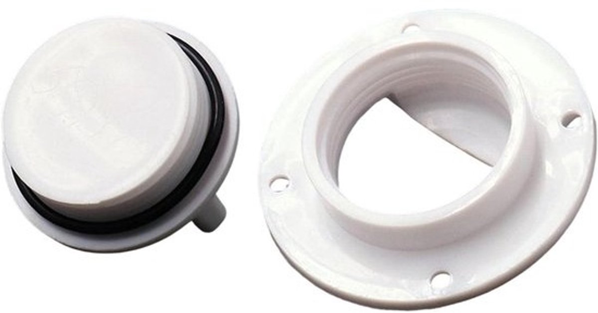 Boot Afvoerplug - Afvoerstop Dek - Waterdicht Maken - Roestvrij Staal - 9x6x5 cm - Wit
