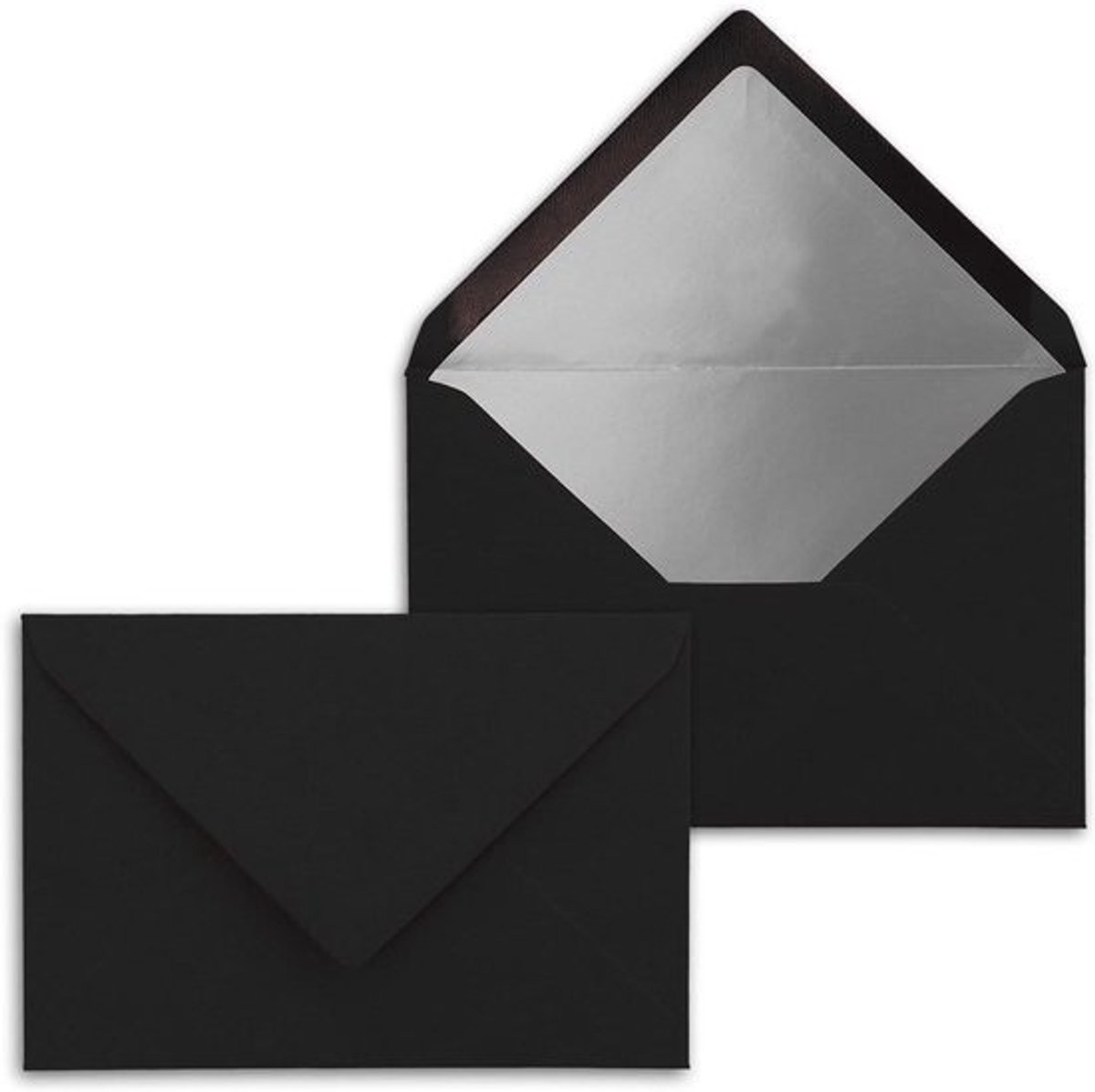 Enveloppen Zwart - Omslagen C6 - Uitnodigingen Versturen - Zilver Metallic Voering - 50 stuks - Zwart